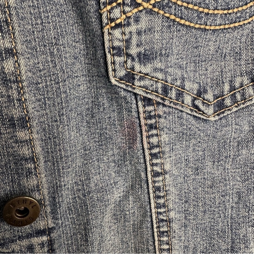 Ethyl Embellished Blue Denim Jacket Size Large - Picture 4 of 6